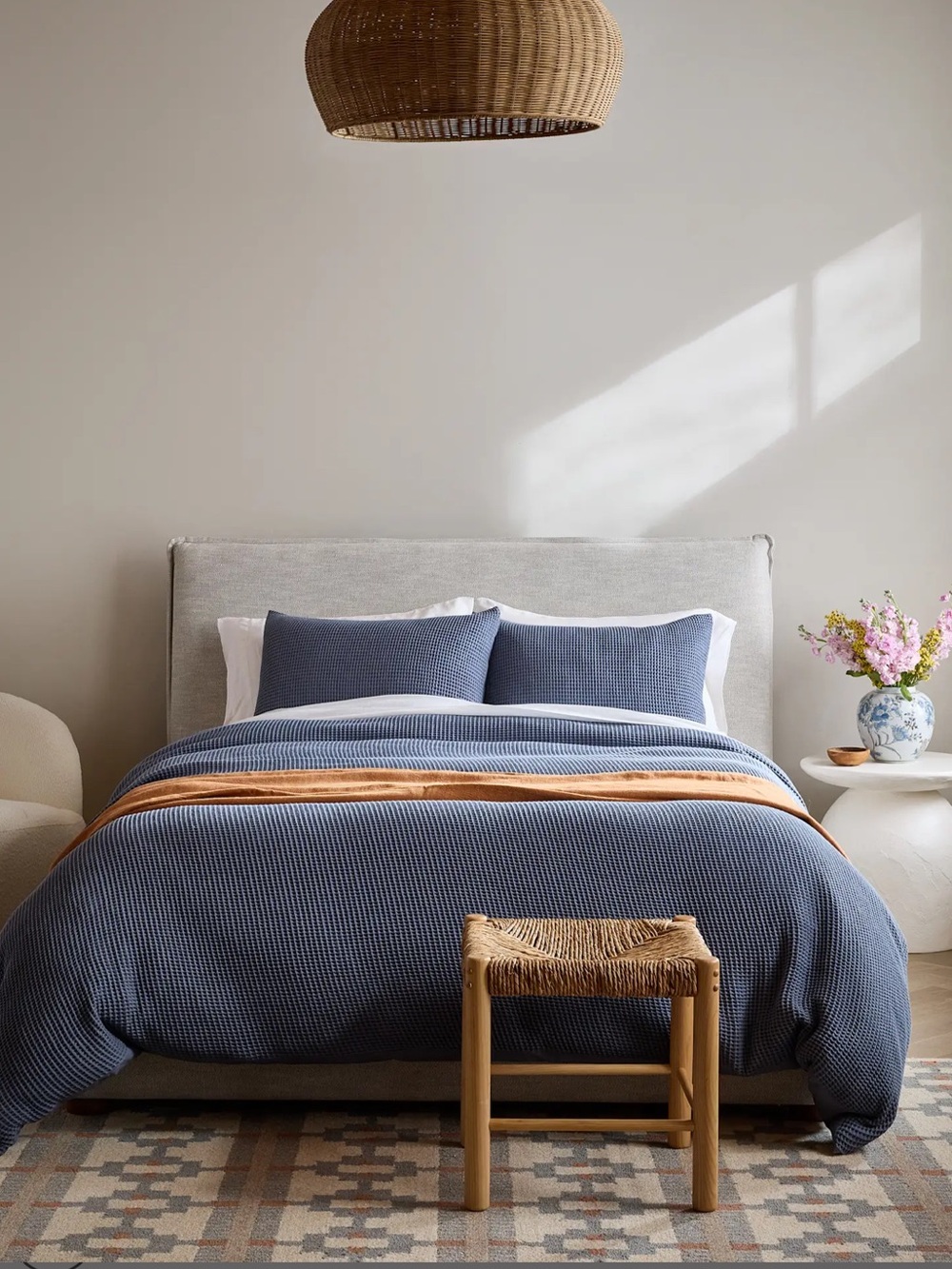 NWT Quince Organic Mineral Blue Waffle Duvet Cover Set with Shams! - Picture 3 of 13